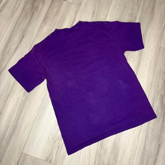 CSA Mens Purple Graphic T-Shirt Out Of My Mind Back In 5 Minutes Size L Cotton - Picture 2 of 5